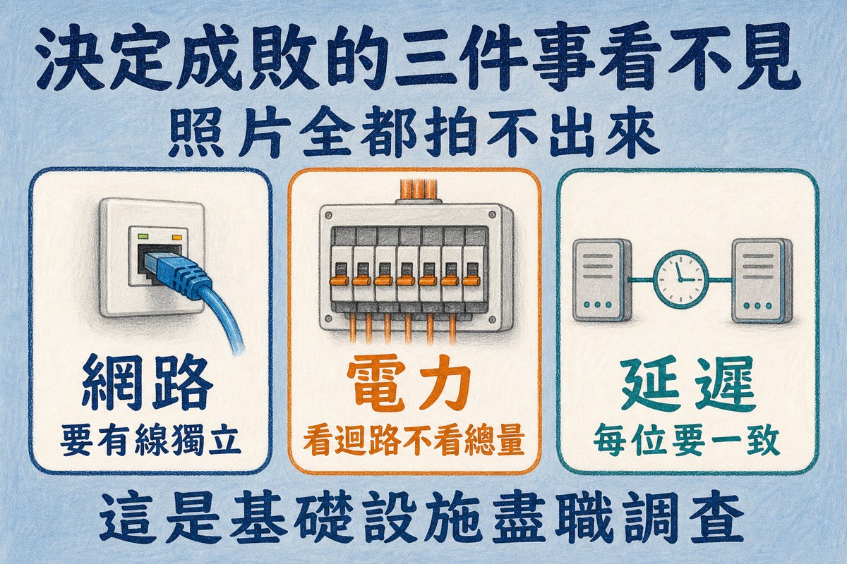 電競場地的三個關鍵條件:網路要有線獨立、電力看迴路、延遲每位要一致