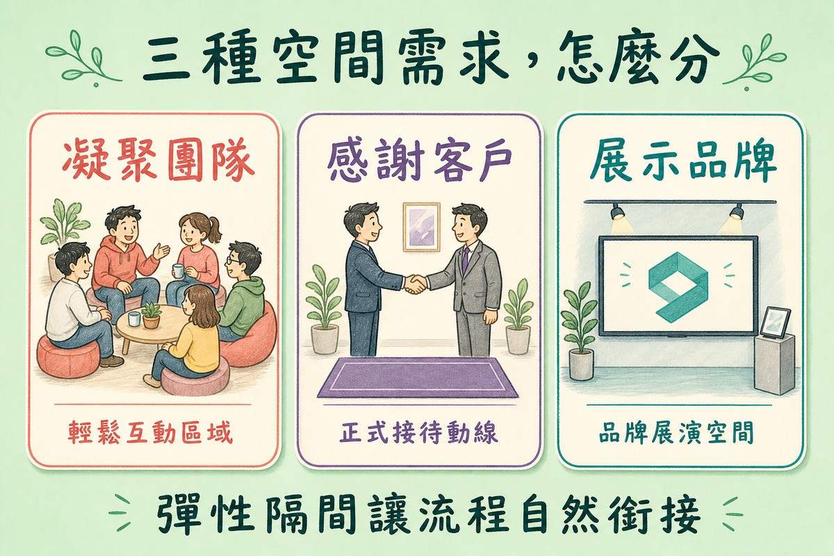 團隊客戶品牌三種空間需求
