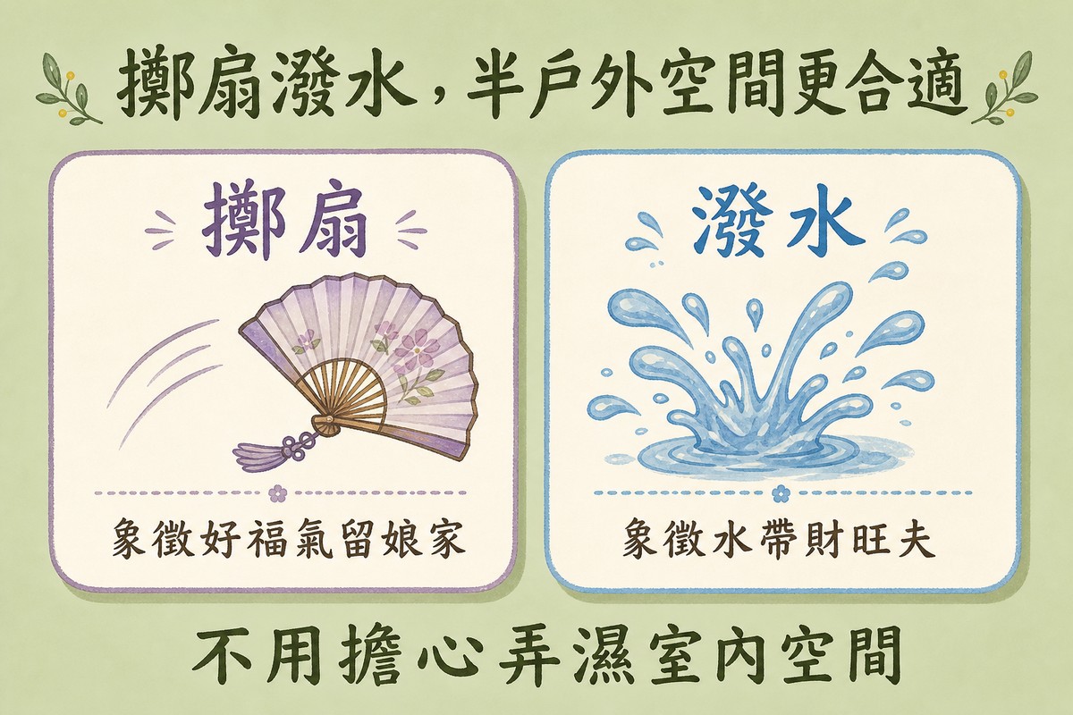 擲扇潑水半戶外空間
